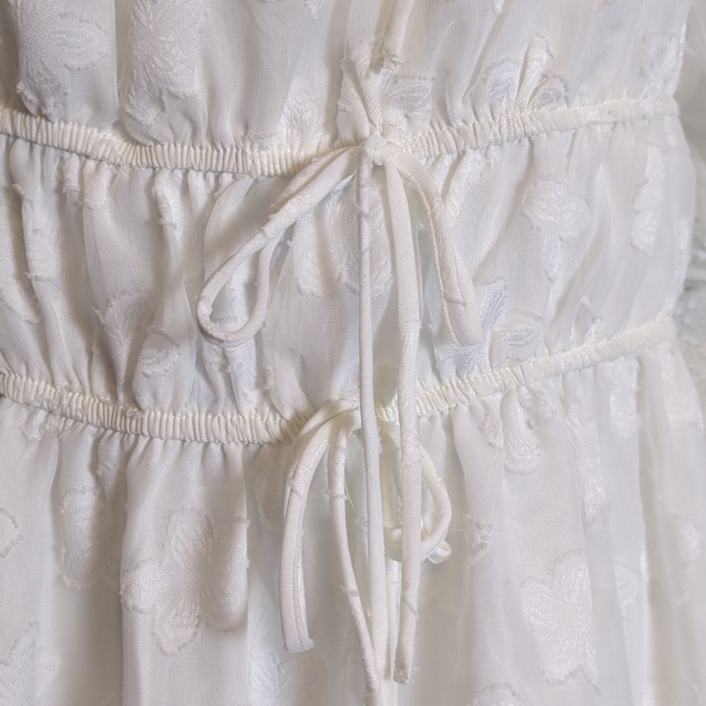 Princess Polly Kenny white floral jacquard mini short puff sleeve dress - Picture 9 of 15